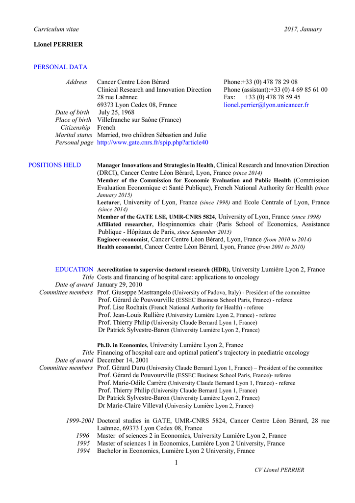 Curriculum Vitae 2017 January Lionel Perrier Gate Lse