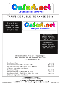 TARIFS DE PUBLICITE ANNEE 2016