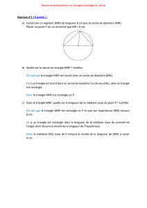 Correction du devoir de préparation sur triangle rectangle et cercle