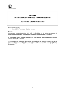 ANNEXE « CAHIER DES CHARGES – FOURNISSEUR » Au contrat