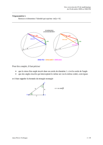 Pour être complet, il faut préciser • que le sinus d`un angle inscrit