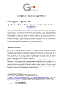 Complainte omplainte pour les algorithmes algorithmes