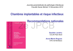 Chambres implantables et risque infectieux Recommandations