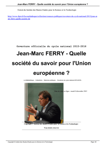 Jean-Marc FERRY - Quelle société du savoir pour l`Union