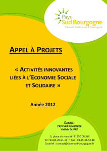 Pays Sud Bourgogne – Appel à projets « Activités innovantes liées à