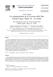 Les néandertaliens de la Caverna delle Fate (Finale Ligure, Italie). II