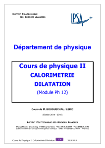 Cours de physique II CALORIMETRIE+DILATATION 2014