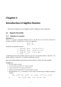 Chapitre 2 Introduction à l`algèbre linéaire