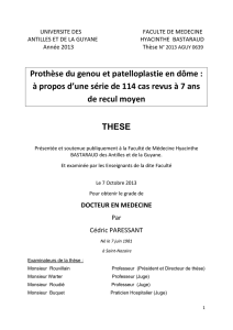 Prothèse du genou et patelloplastie en dôme : à propos d`une série