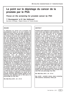 Le point sur le dépistage du cancer de la prostate par le PSA