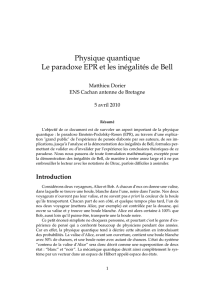 Physique quantique Le paradoxe EPR et les inégalités de Bell