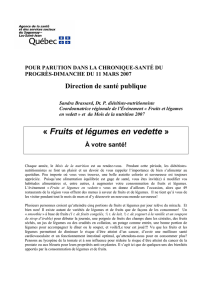 Fruits et légumes en vedette » À votre santé!