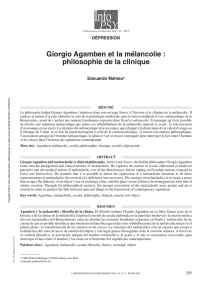 Giorgio Agamben et la mélancolie : philosophie de la clinique