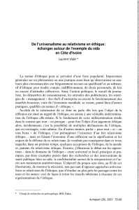 De l`universalisme au relativisme en éthique : échanges autour de l