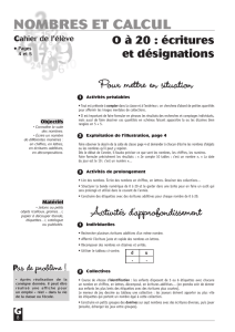 NOMBRES ET CALCUL Pour mettre en situation Activités d