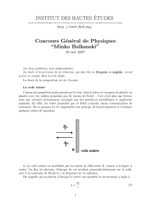 INSTITUT DES HAUTES´ETUDES Concours Général de Physiques