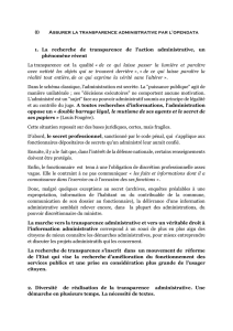 (I) Assurer la transparence administrative par l`opendata 1. La