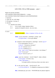 LES COD, COI et CIRConstants – suite 1