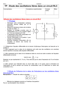 TP : Etude des oscillations libres dans un circuit RLC