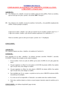 COMPARAISON, RANGEMENT, ENCADREMENT, INTERCALATION