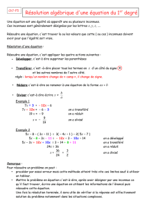 Résolution algébrique d`une équation du 1er degré