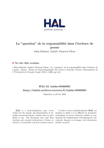 La ``question`` de la responsabilité dans l`écriture de presse - Hal-SHS