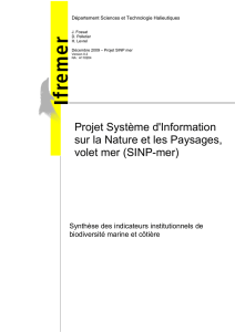 Projet SINP - Synthèse des indicateurs - Archimer