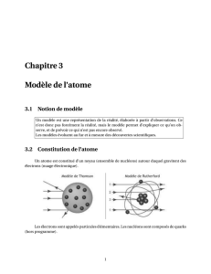 Modèle de l`atome - Cours particuliers de mathématiques et