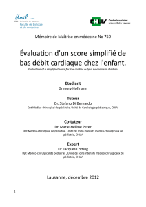 Évaluation d`un score simplifié de bas débit cardiaque chez