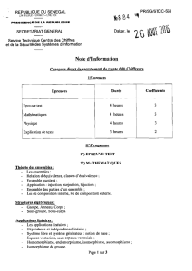 Note d`Information n°884 (Concours Chiffreurs)