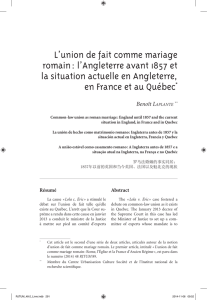 L`union de fait comme mariage romain : l`Angleterre avant 1857 et la