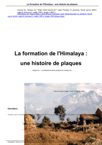 La formation de l`Himalaya : une histoire de