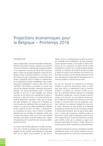 Projections économiques pour la Belgique – Printemps 2016
