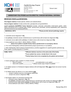 Hereditary Colorectal Cancer Referral Form 2013