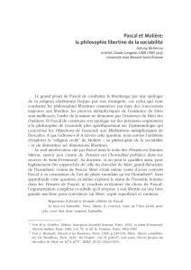 Pascal et Molière: la philosophie libertine de la sociabilité