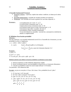 L2 Probabilités - Formulaire 1 Événements-Fonction