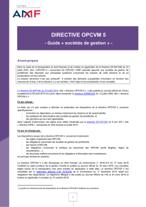 DIRECTIVE OPCVM 5 - Guide "sociétés de gestion"