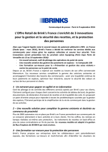 L`Offre Retail de Brink`s France s`enrichit de 3 innovations