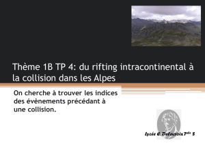Thème 1B TP 4: du rifting intracontinental à la collision dans les Alpes