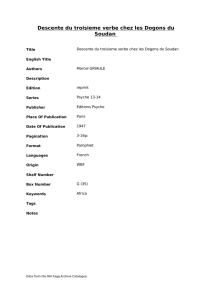 Descente du troisieme verbe chez les Dogons du Soudan