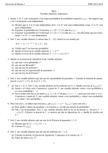 Université de Rennes 1 PSIN 2015-2016 TD 2 Variables aléatoires