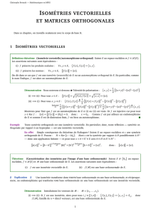 isométries vectorielles et matrices orthogonales