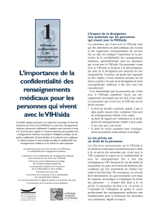 VIH/sida et confidentialité des renseignements médicaux