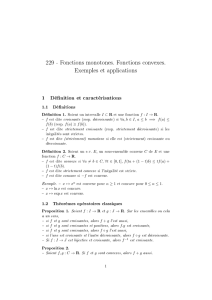 229 - Fonctions monotones. Fonctions convexes. Exemples et
