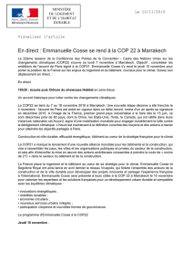 En direct : Emmanuelle Cosse se rend à la COP 22 à Marrakech