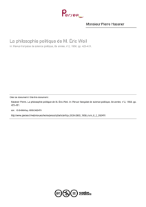La philosophie politique de M. Éric Weil