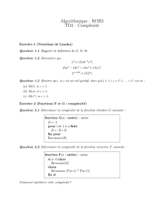 Algorithmique - ROB3 TD2 - Complexité