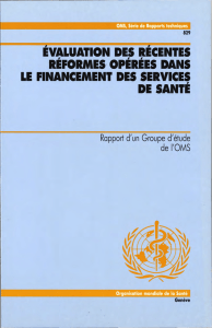 evaluation des recentes reformes, operees dans le financement des