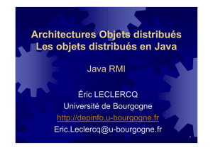 Architectures Objets distribués Les objets distribués en Java