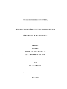 Identification de médicaments interagissant sur la - Archipel